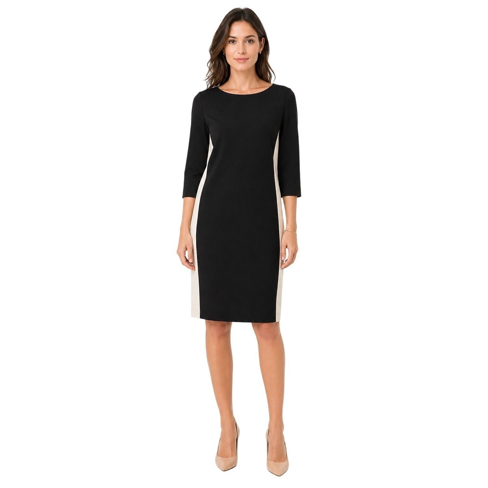 Vince‎ Camuto Women's Colorblock 3/4 Sleeve Minimalist Work Midi Dress Size 10
